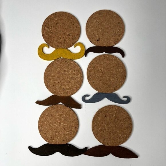 MOUSTACHE Lover BUNDLE - Scarf Erasers Coasters Pin Ring Steering Wheel Cover - Picture 6 of 15